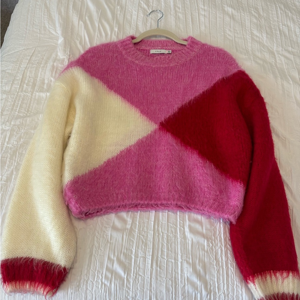 Lush Pink and Red Colorblock Sweater
